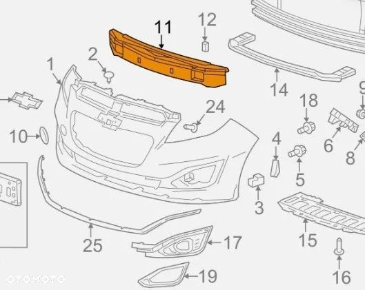Absorber zderzaka Chevrolet Spark 3 III M300 09-13r. Lift przednie wzmocnienie styropian pianka przó - 1