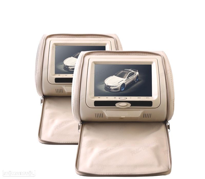 SUPORTE DE CABEÇA MULTIMÉDIA 7 POLEGADAS HD USB SD EM BEGE - 1