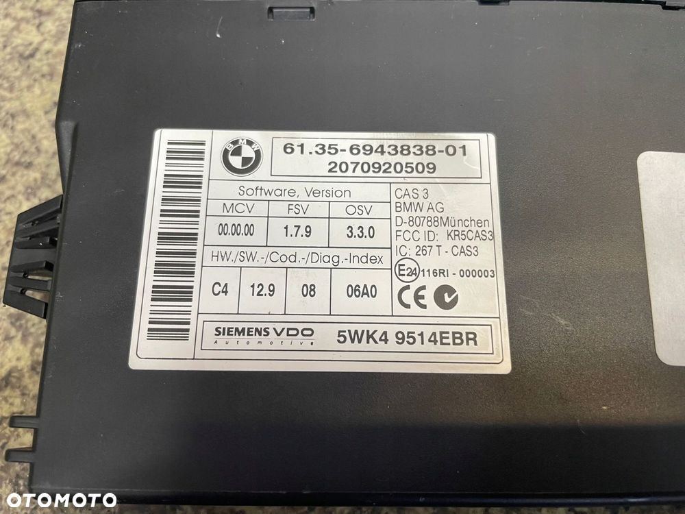 Zestaw startowy sterownik silnika CAS kluczyk BMW E70 X5 3.0D M57 235KM KPL - 4