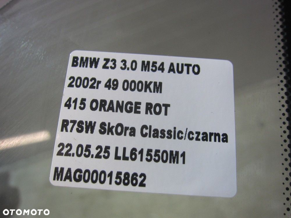 BMW Z3 E36 SZYBA TRÓJKĄTNA TRÓJKĄT DRZWI LEWYCH PRZEDNICH PRZÓD 51328410161 - 9