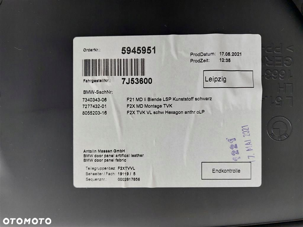 Tapicerka drzwi przód lewa BMW 2 M240i M-PAKIET NIEBIESKA NIĆ - 7