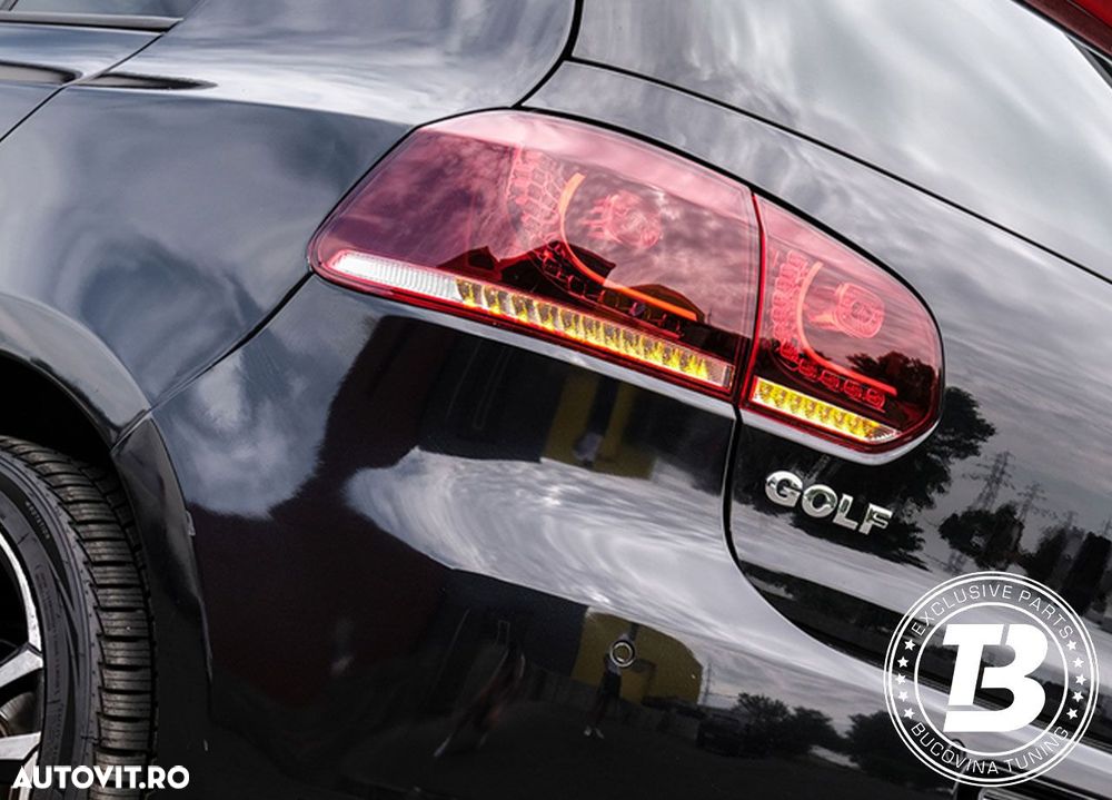 Stopuri Full LED compatibile cu VW Golf 6 VI R20 Cherry Red Design - 16