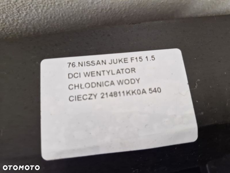 nissan juke 1 i f15 1.5 dci chłodnica wody cieczy wentylator 214811kk0a - 9