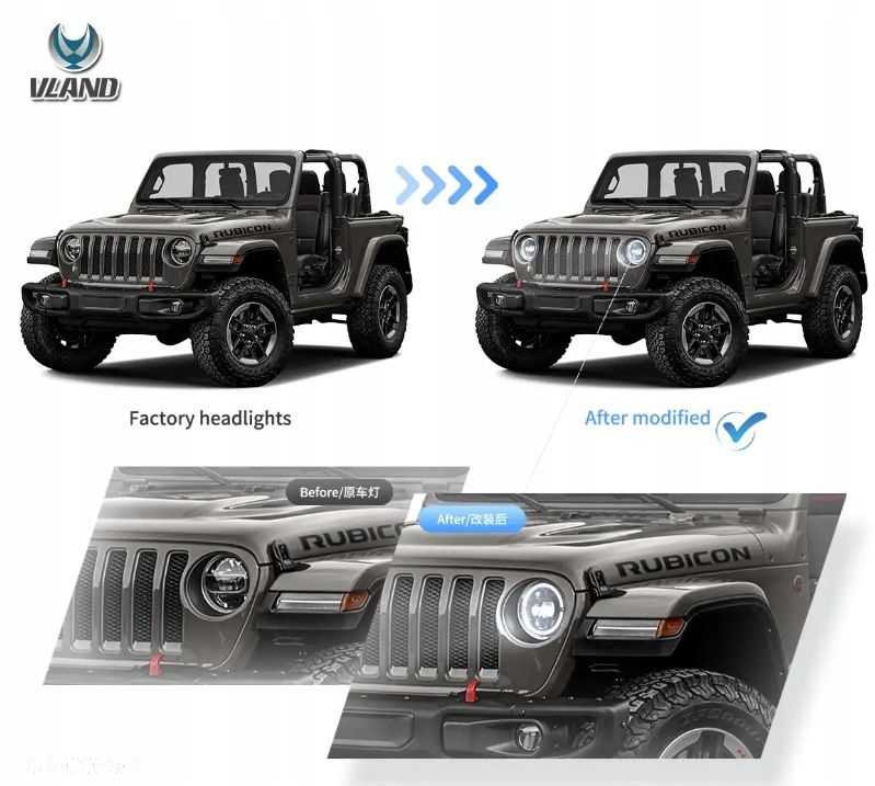 Reflektor Lampa kpl Vland Full Led Tuning Jeep Wrangler JL 4 IV Gladiator - 8