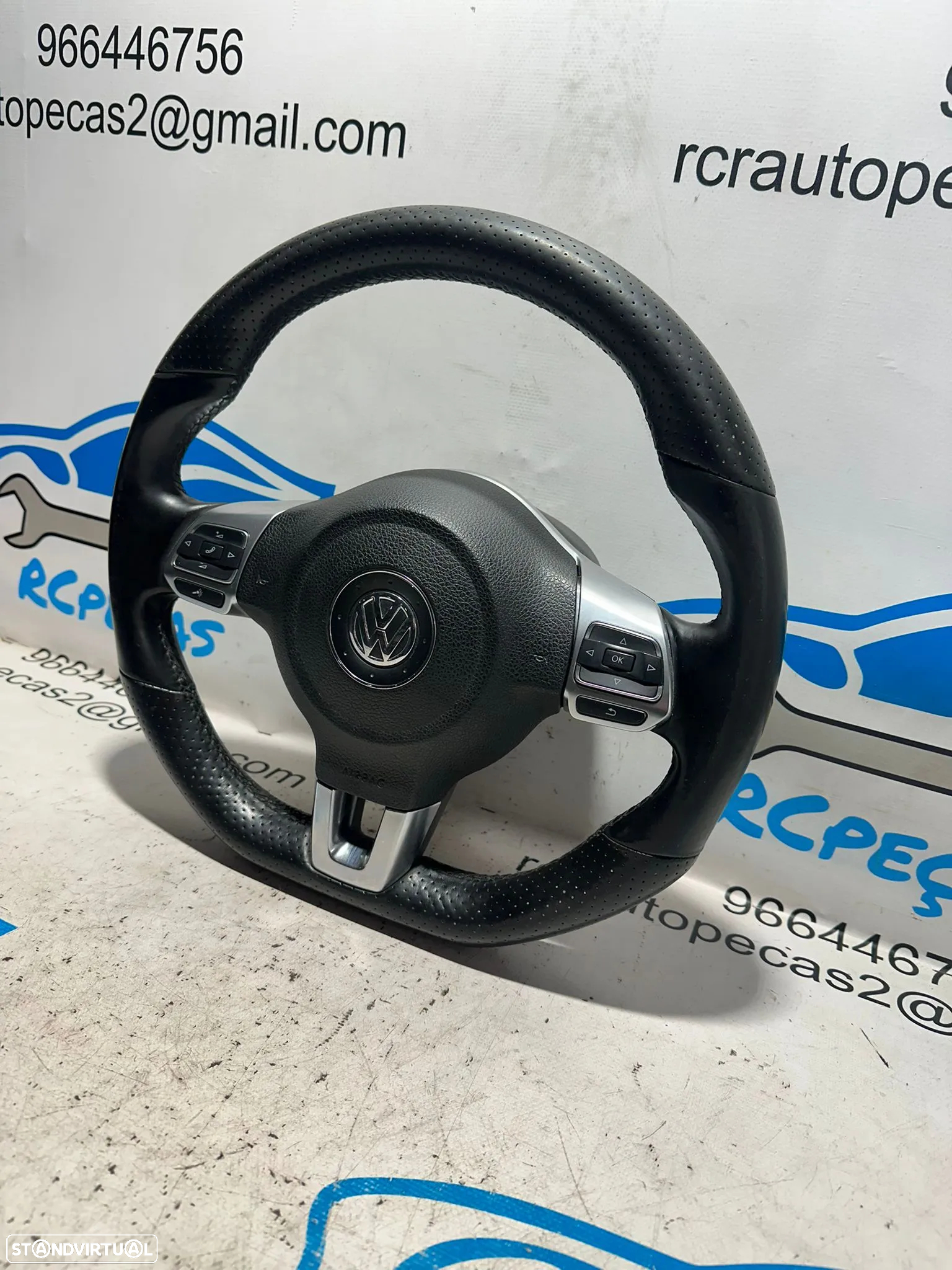 .Volante Flat Bottom Pele Perfurada Multifunções VW Volkswagen Scirocco III 3 - 4