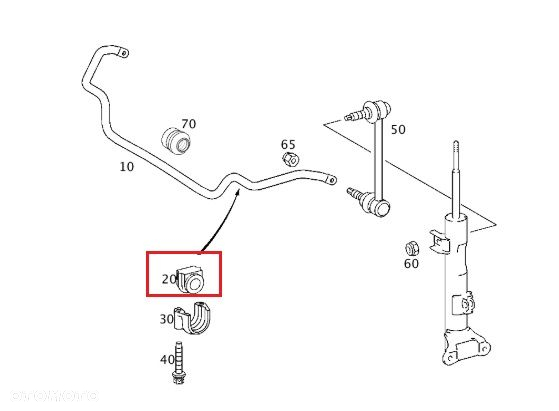 MERCEDES W203 CLK Tuleja guma drazka stabilizatora przod OE - 2
