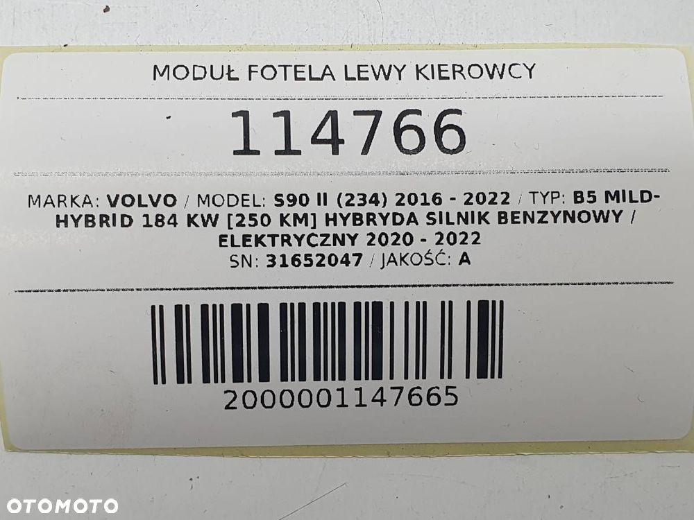 MODUŁ STEROWNIK FOTELA LEWY KIEROWCY VOLVO S90 II 31652047 - 4