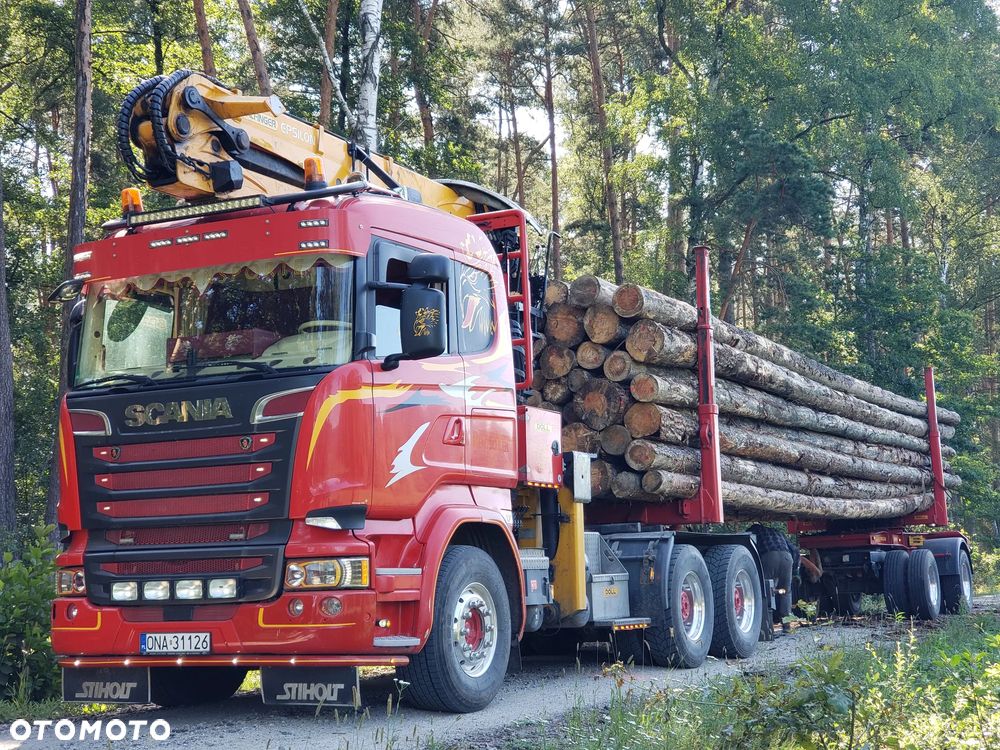 Scania R580 V8 2016r Scania R560 V8 2014r Scania R500 V8 2013r do drewna drzewa lasu dłużycy kłody dźwig epsilon loglift wózek doll huttner przyczepa do transportu drewna - 3