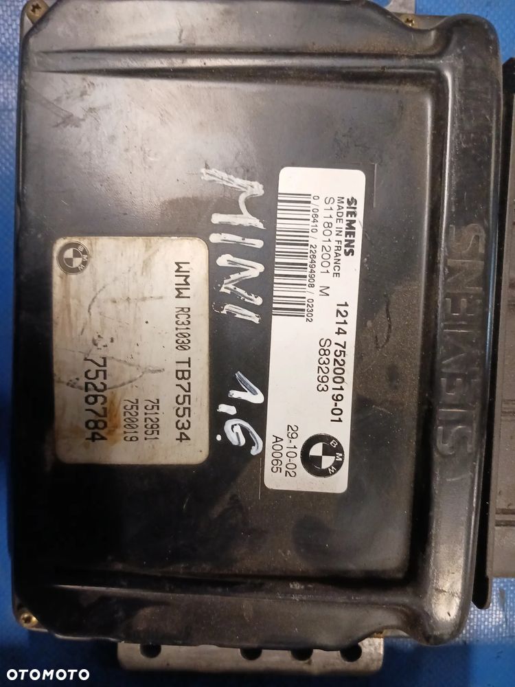 Zestaw startowy do odpalenia Mini COOPER R50 1.6B sterownik silnika ECU 7520019 S118012001M Immo Pestka Kluczyk stacyjka moduł komplet - 2