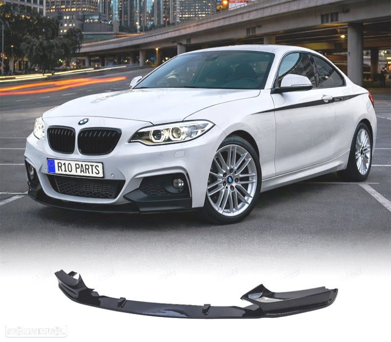 SPOILER LIP DIANTEIRO BMW F22 F23 LOOK M PERFORMANCE PRETO BRILHANTE - 1