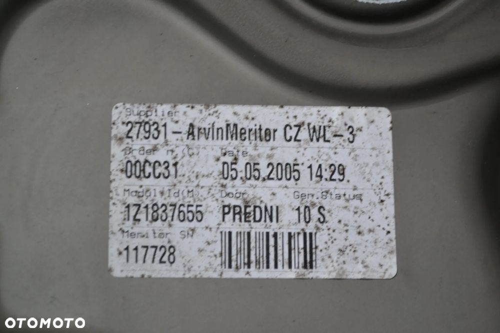 SKODA OCTAVIA II MECHANIZM PODNOŚNIK SZYB LEWY PRZÓD ORYGINAŁ 1Z1837655 - 3