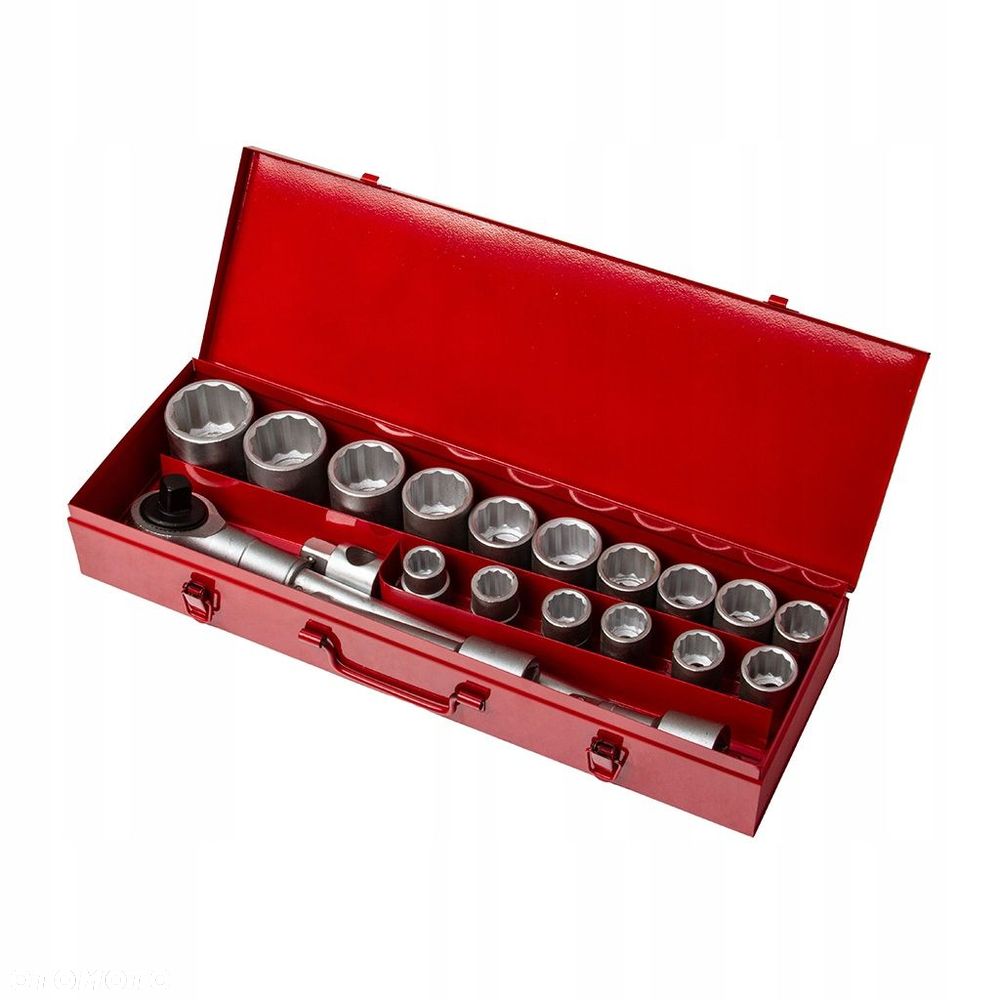 ZESTAW KLUCZY NASADOWYCH Z GRZECHOTKĄ 19-50mm 3/4" 21 ELEMENTÓW Z WALIZKĄ - 3