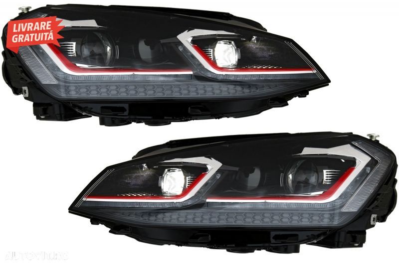 Faruri LED Bi-xenon Look VW Golf 7 VII (2012-2017) Facelift G7.5 GTI Design cu Sem- livrare gratuita - 12