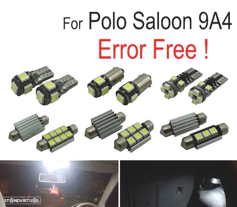 KIT COMPLETO DE 12 LAMPADAS LED INTERIOR PARA VOLKSWAGEN VW POLO MK4 SEDAN 9A4 03-10 - 1