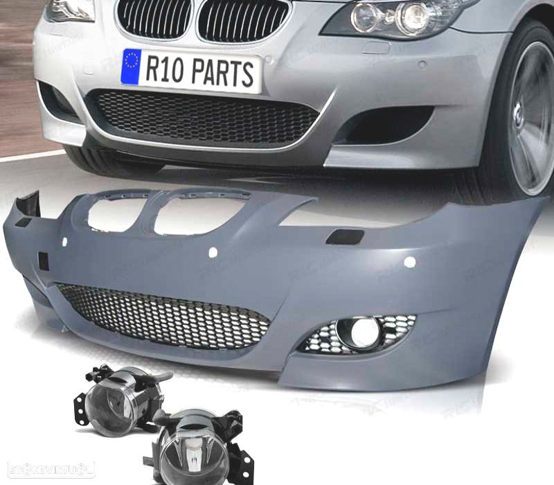 PÁRA-CHOQUES FRONTAL BMW E60 E61 07-10 PDC LOOK M5 + FARÓIS NEVOEIRO - 1