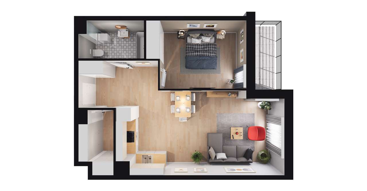 2-pokojowe mieszkanie 53m2 + balkon Bezpośrednio - Pełny obrazek: 2/23