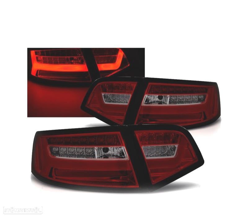 FAROLINS TRASEIROS AUDI A6 4F 08-11 LIGHT BAR VERMELHO FUMADO - 1