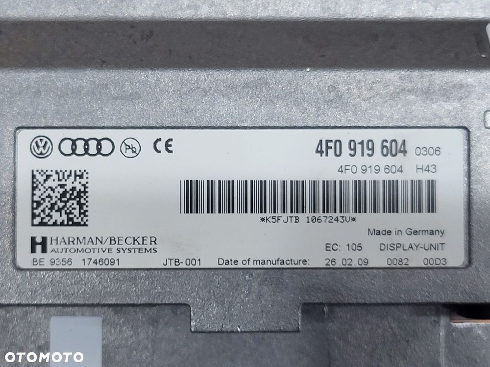 Audi A6 C6 monitor wyświetlacz ekran MMI 4F0919604 4F0919603A - 3