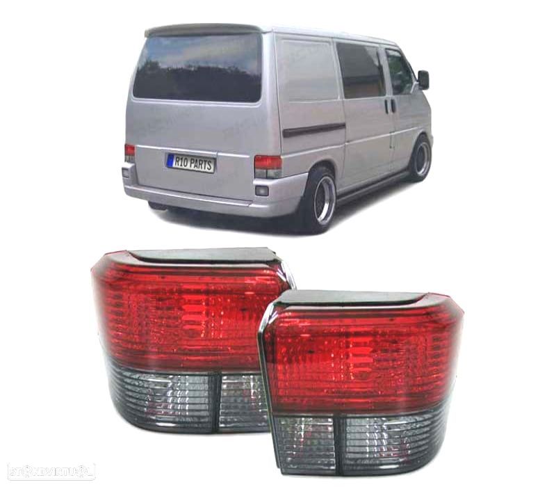 FAROLINS TRASEIROS LED VOLKSWAGEN VW T4 TRANSPORTER CARAVELLE 90-03 VERMELHO CINZA - 1