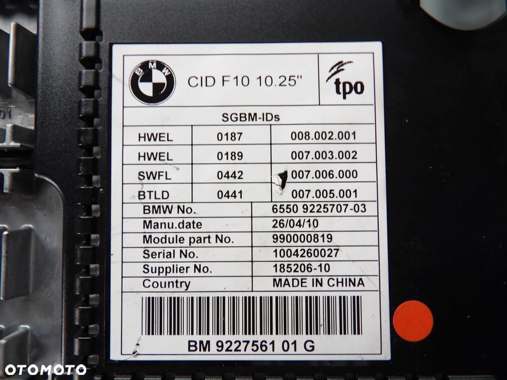 BMW EKRAN NAWIGACJI - 9225707 - 1