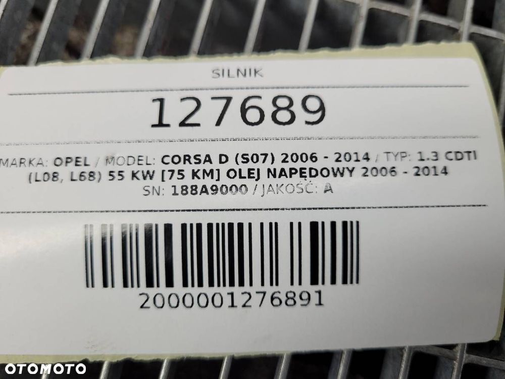 SILNIK KOMPLETNY 188A9000 1.3 CDTI 75 OPEL CORSA D - 9