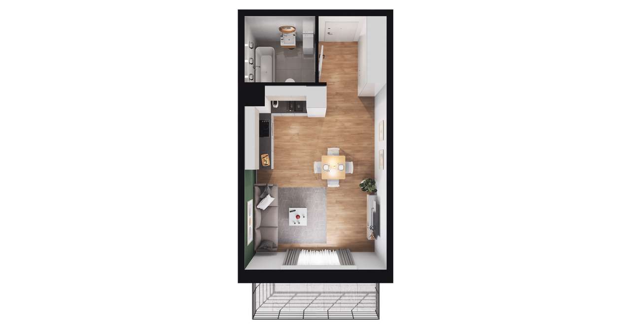 1-pokojowe mieszkanie 29m2 + balkon Bezpośrednio - Pełny obrazek: 3/13
