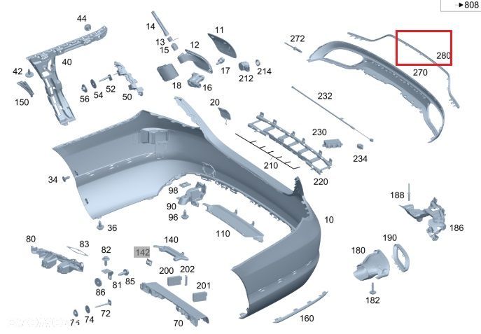 MERCEDES C-KLASA W205 Listwa chrom zderzaka tył OE - 2