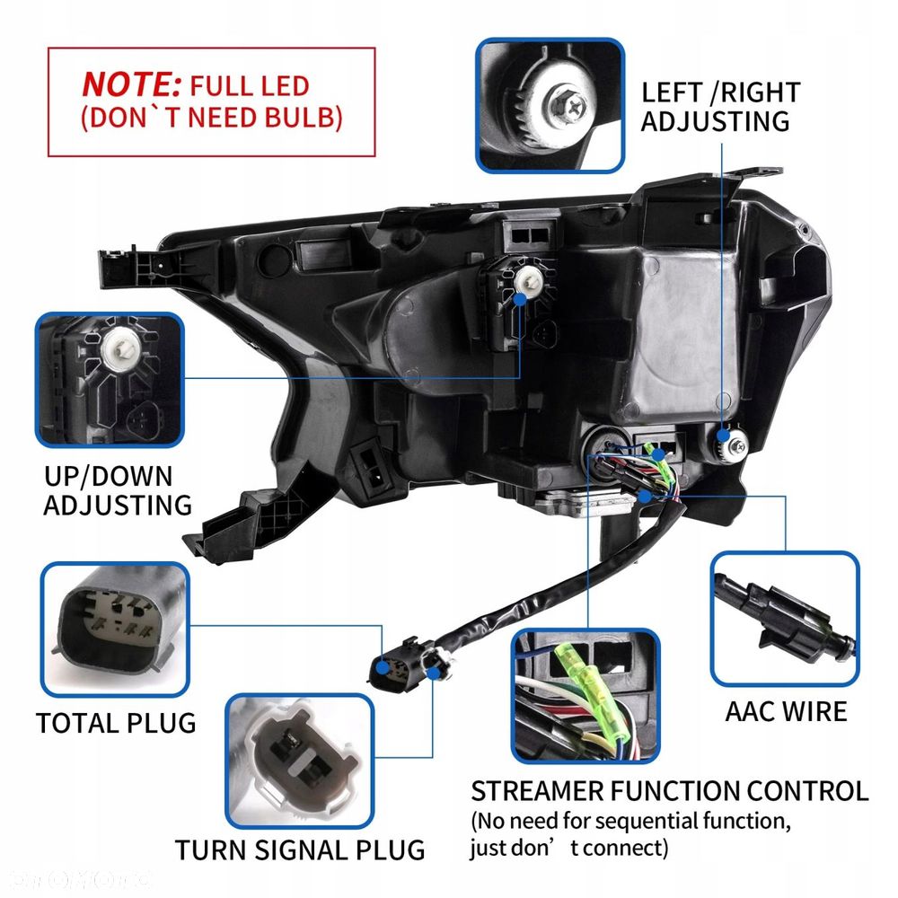 reflektor lampa kpl vland full led neon tuning ford ranger v 5 mk5 lift 16- - 13