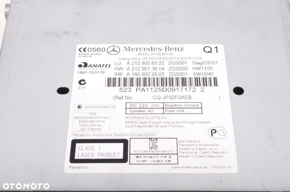 MERCEDES W207 RADIO CD NAWIGACJA A2129008322 - 4