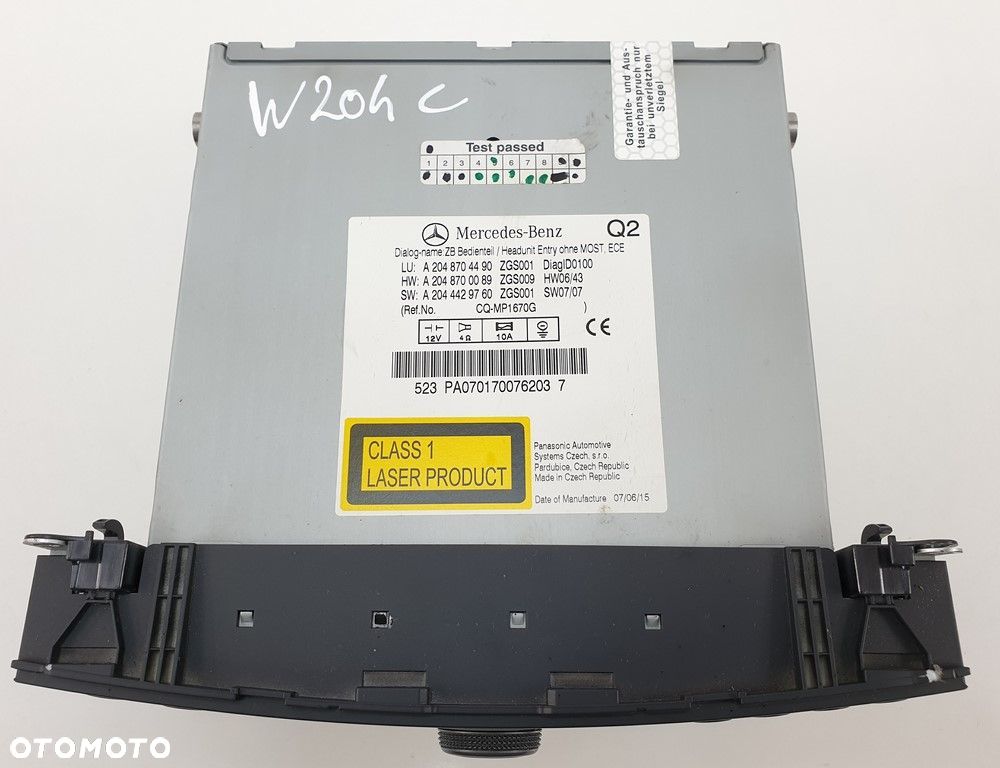 RADIO CD MERCEDES W204 A2048704490 - 4