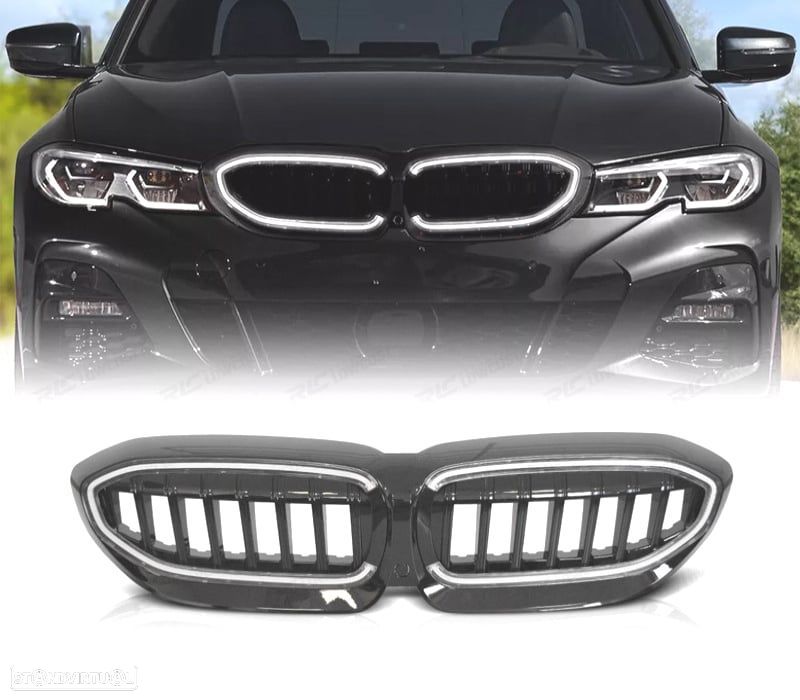 GRELHA BMW G20 G21 19-22 PRETO BRILHANTE LED - 1