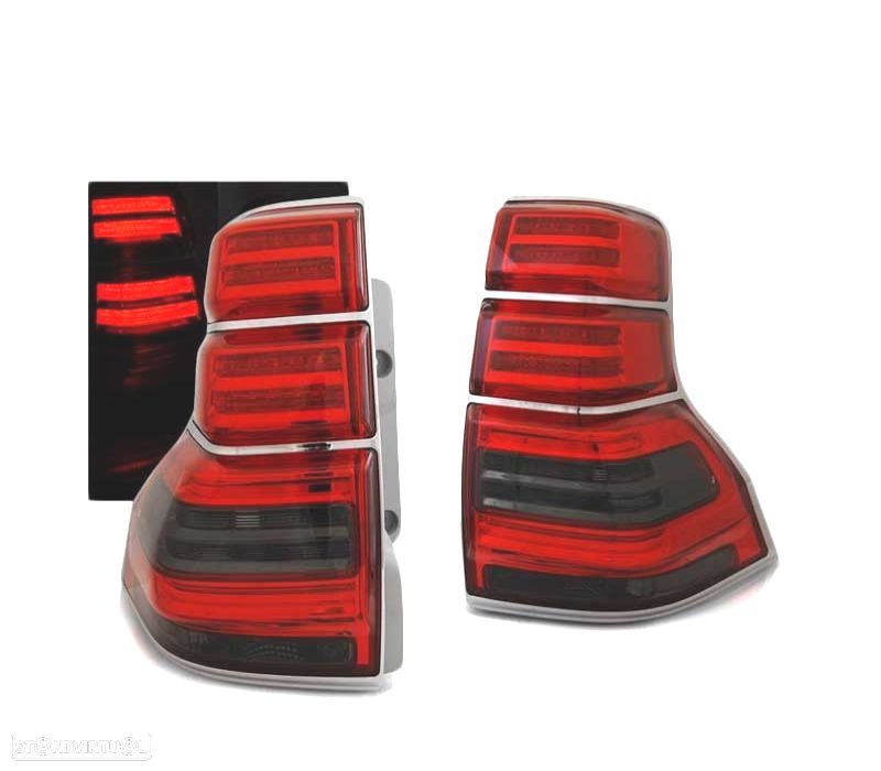 FAROLINS TRASEIROS LED PARA TOYOTA LAND CRUISER 150 09-13 RED SMOKED VERMELHO FUMADO ESCURECIDO - 1