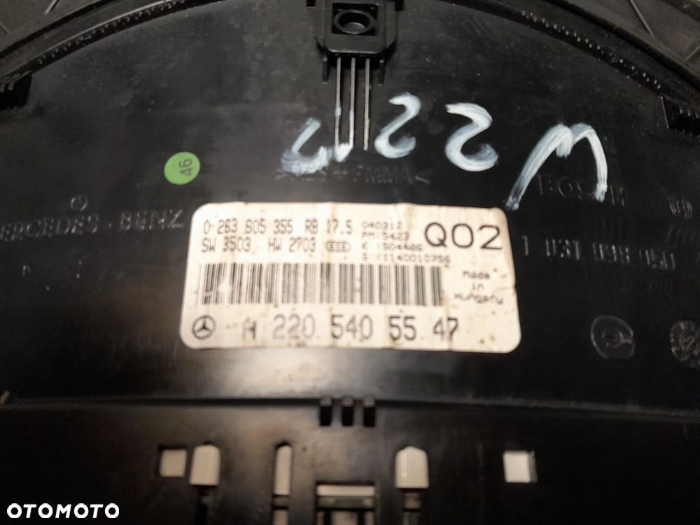 MERCEDES W220 LICZNIK ZEGARY PRĘDKOŚCIOMIERZ A2205405547 - 8