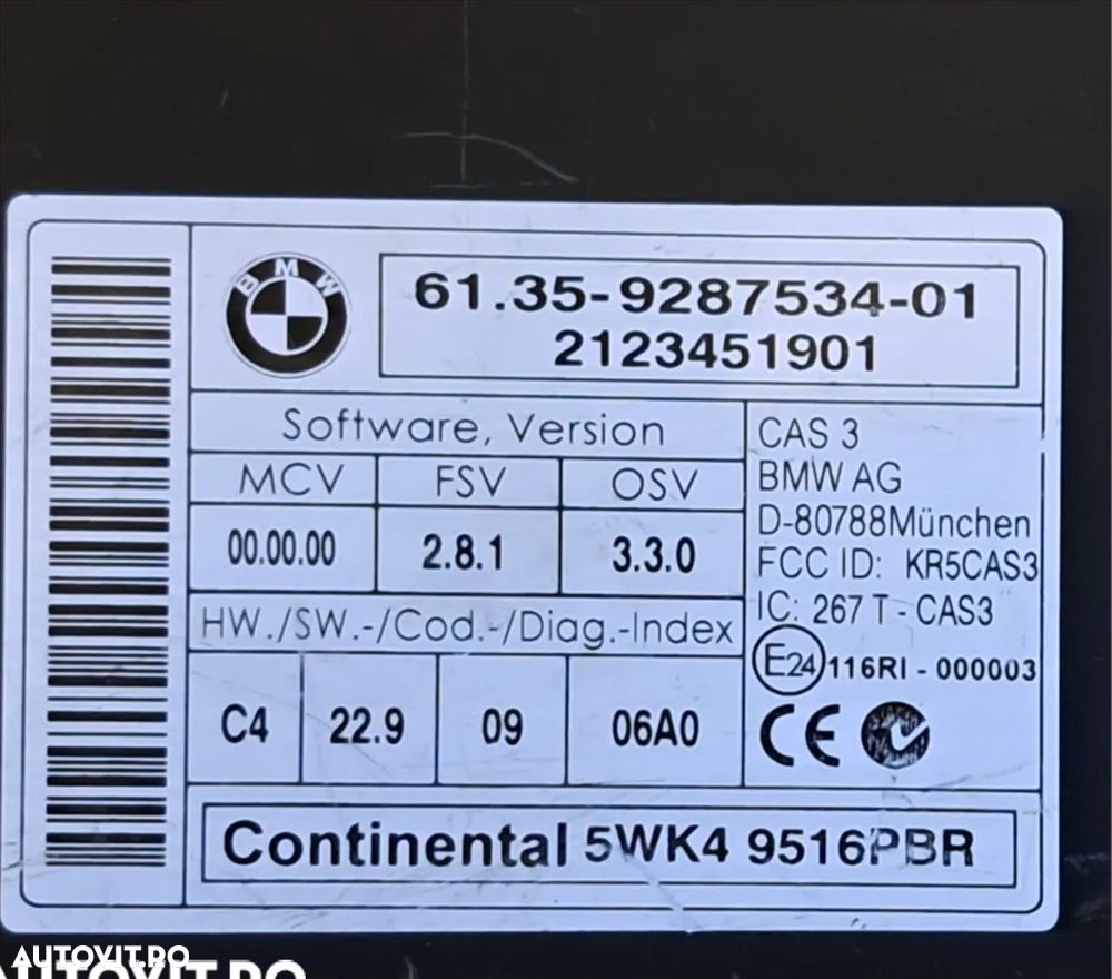 Modul CAS 3 Original BMW E82 E88 E90+LCI E91+LCI E92+LCI E93+LCI E60 LCI E61 LCI E63+LCI E64+LCI E84 E70+LCI E71 E72 E89 - 2