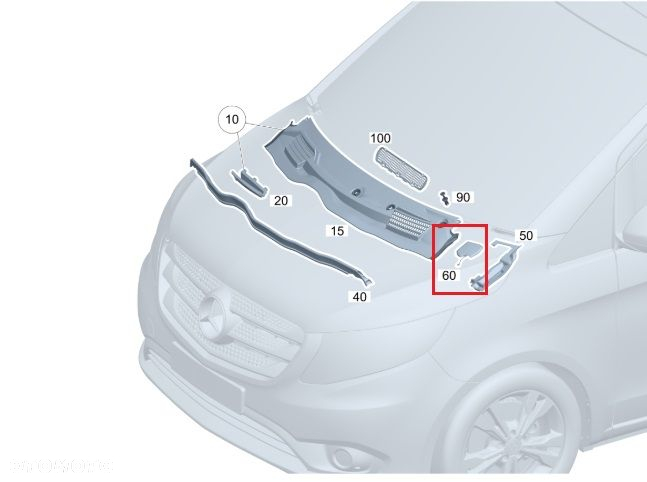 MERCEDES EQV VITO W447 Oslona wycieraczki przod lewa OE - 2