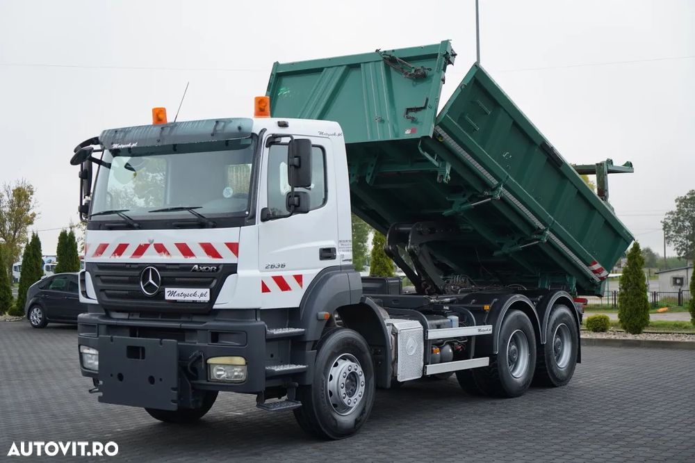 Mercedes-Benz AXOR 2636 / 6x4 / BASCULĂ CU 2 LATE / HIDROCLAPĂ / HIDROCLAPĂ / SPECIAL / CU PUNGĂ DE TRECERE FRONTALĂ / MANUALĂ - 1