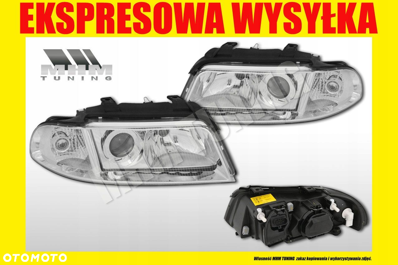 Reflektory Lampy kpl Soczewka Clear Depo Chrom Audi a4 b5 8d Lift 1999-2001 - 2