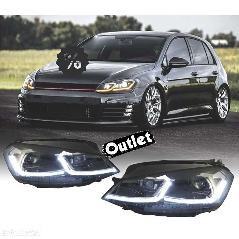 R012837C1 FAROIS PARA VOLKSWAGEN VW GOLF 7 12-17 DRL DINAMICOS PRETO LOOK 7.5 R - 1