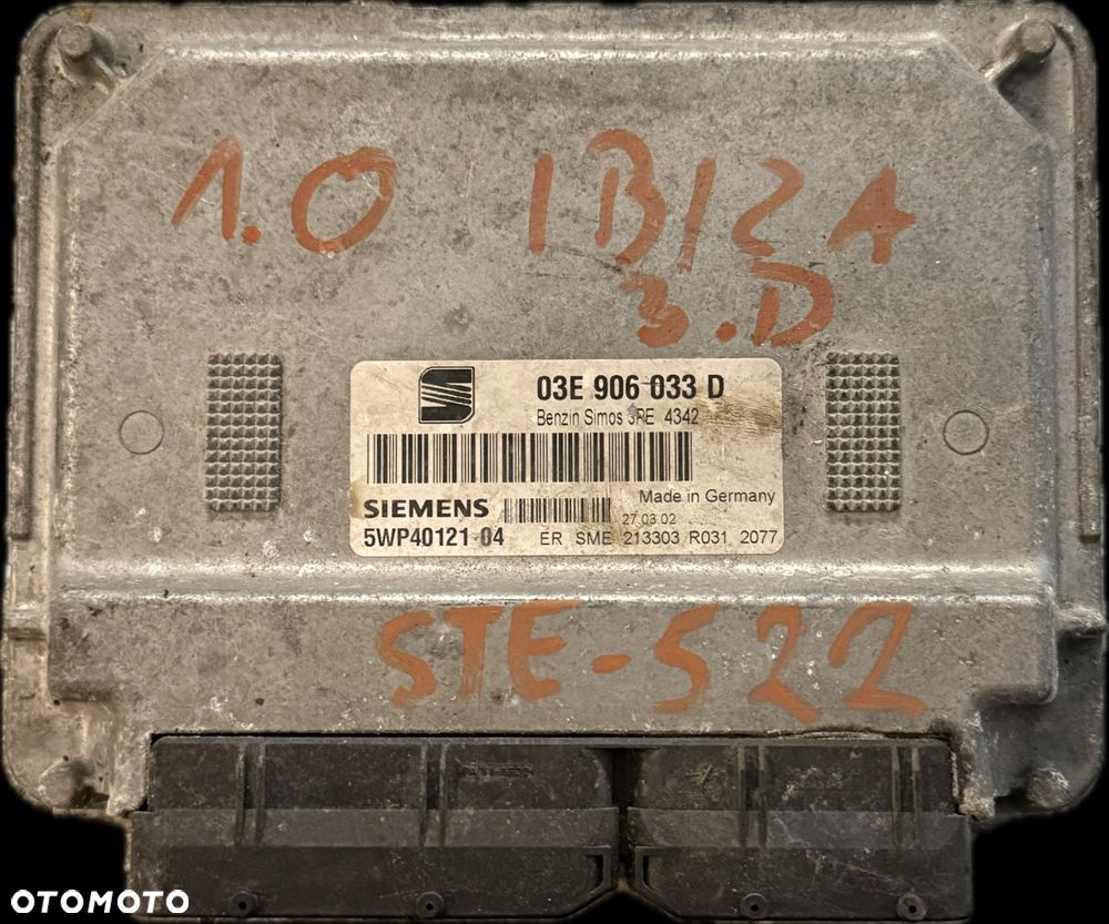 Sterownik Silnika ECU Komputer Volkswagen Skoda Seat Audi 03E906033D - 1