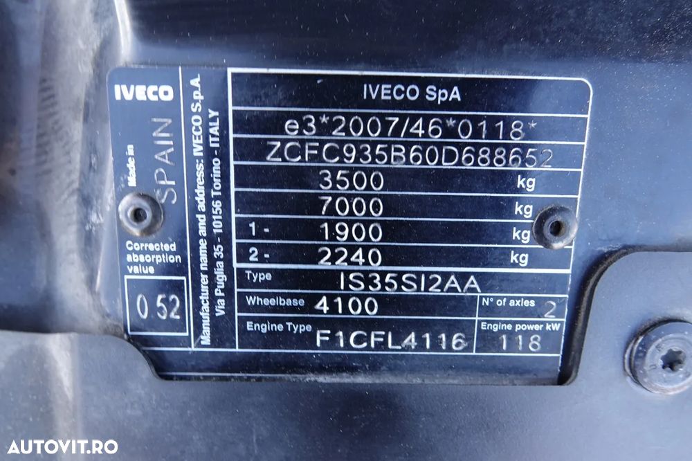 Iveco DAILY 35-160 / 3.0 D / 4.3 M CONTAINER / 750 kg LIFT / TWIN GVWR: 3500 KG / 2021 / IMPORTAT - 38