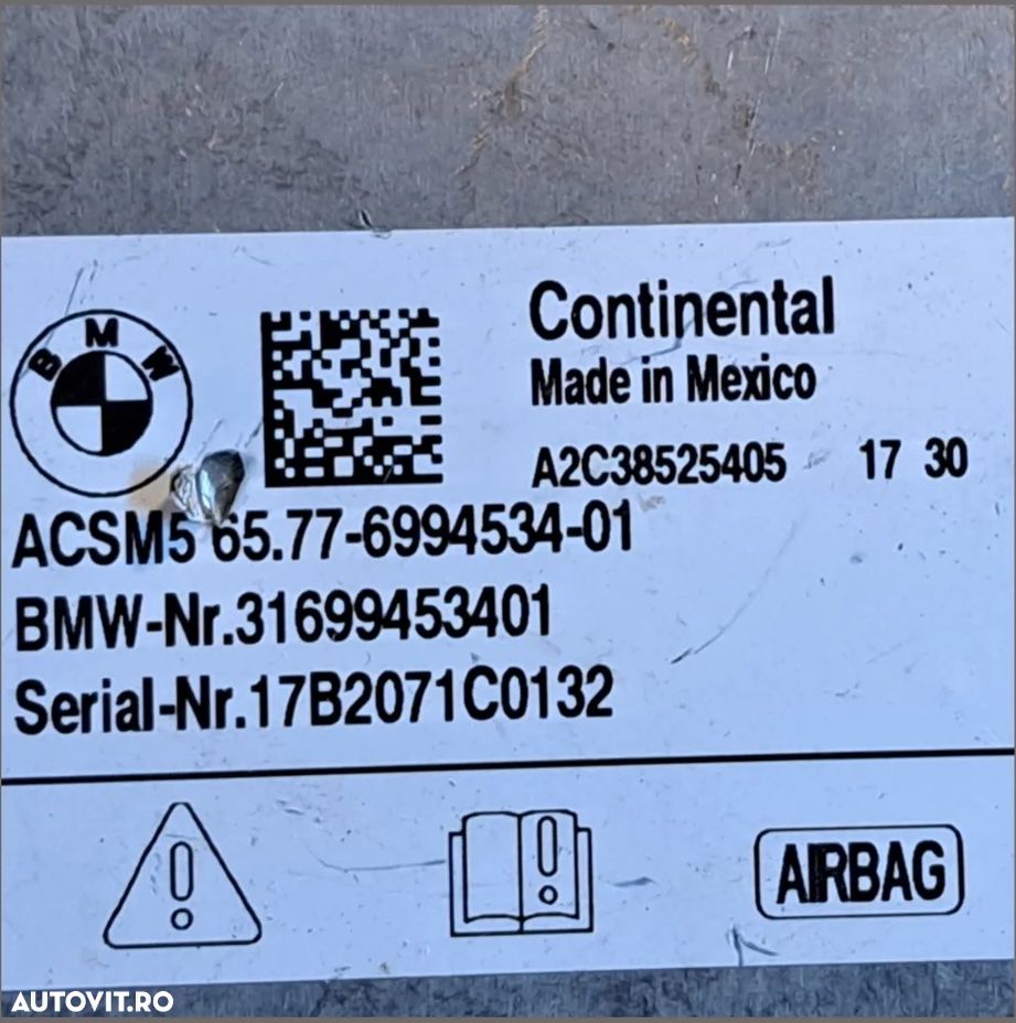 Calculator modul airbag Original BMW F90 M5+LCI G30 G31 G11 G12 G15 G16 G01 M F97 G02 M F98 G05 G06 G07 - 2