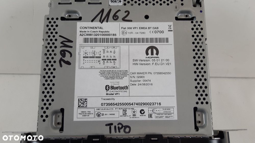 FIAT TIPO II RADIO 07356542550 - 7