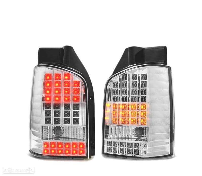 FAROLINS TRASEIROS LED VOLKSWAGEN VW T5 03-09 CROMADO - 1
