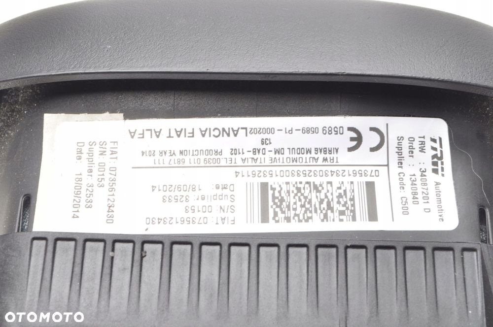 FIAT PANDA III PODUSZKA POWIETRZNA KIEROWCY AIRBAG 07356123430 - 3