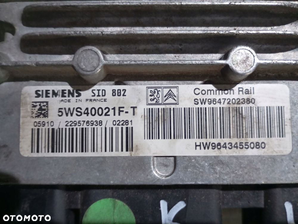 komputer sterownik silnika peugeot citroen 9647202380 5ws40021f-t - 2