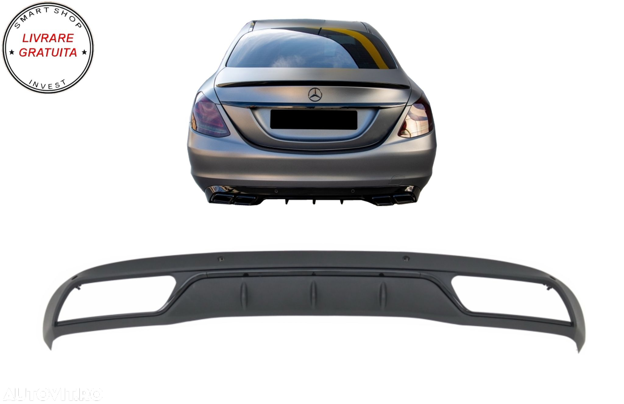 Difuzor Bara Spate Mercedes C-Class W205 S205 (2014-up) C63 Design pentru Bara Sta- livrare gratuita - 13