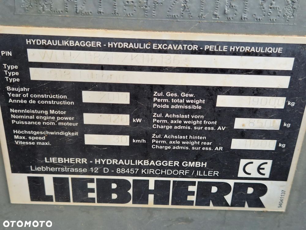 Liebherr A918, 2019 ROK, Z NIEMIEC, SUPER STAN, 914, 916, 920 - 28