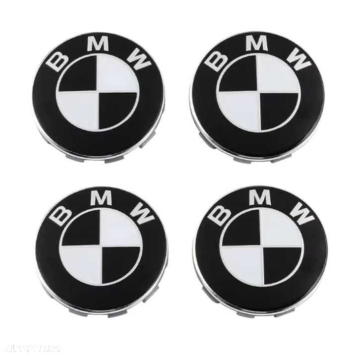 Capace Roti Sigle Embleme Jante BMW ALB NEGRU / Full Negru 56MM/68MM - 2