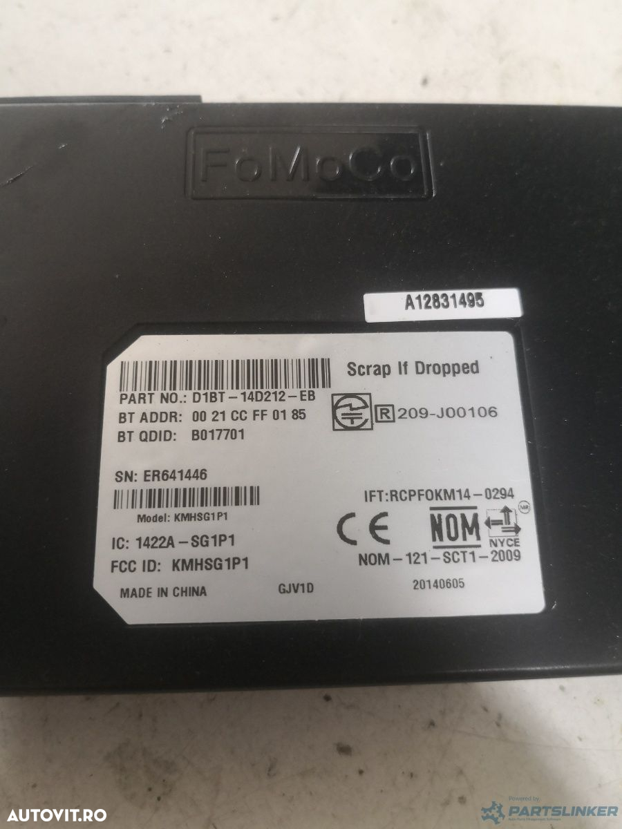 Modul bluetooth FORD FIESTA VI [ 2008 - > ] 1.0 (P4JA, P4JB, P4JC, P4JD) 59KW|80HP OEM D1bt14d212eb - 2