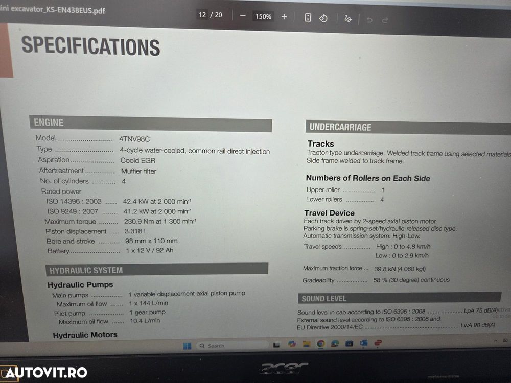 Hitachi ZX65USB-6, 2019, 2.006h, 6,5 TONE, CUPLA RAPIDA+2 CUPE EXCAVARE NOI+1 cupa taluz, inst picon pe brate, instal hidr rotire pe brate, LAMA NIVELARE, ad sapare 4,5m, ridica 4t, AC, posibilitate leasing-PROMOTIE 41900EUR+Tva - 32
